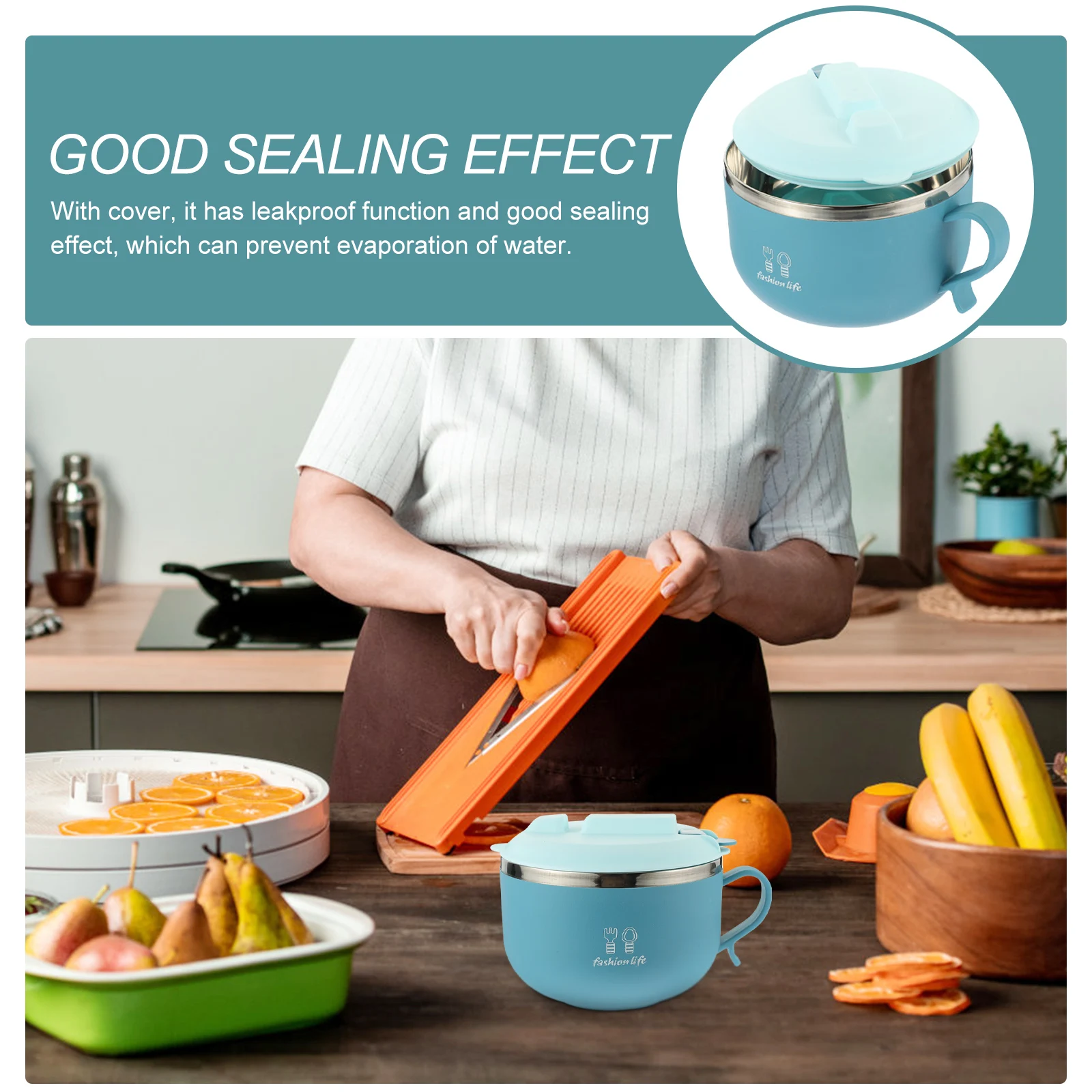 

Stainless Steel Insulated Noodle Leak-Proof Soup Bowl With Handle Anti-Scald Design Multi-Function Food Container Reusable Lunch