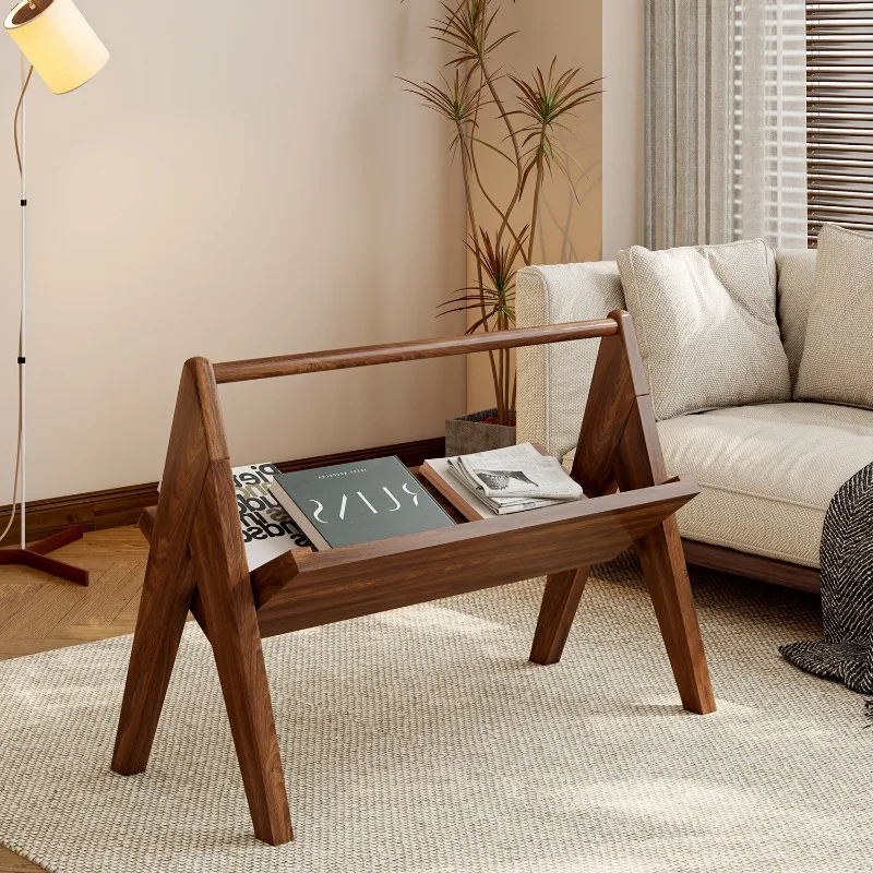 Minimalist Solid Wood Floor Magazine Rack Multi-Purpose Reading Stand for Book Modern Home Decor