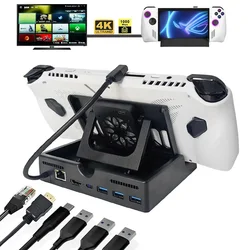 100W Docking Station for ASUS ROG Ally X with Cooling Fan HDMI 4K@60Hz Gigabit Ethernet Adjustable Stand Anti-Slip Holder