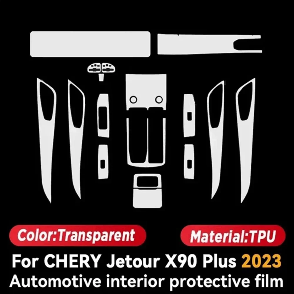 

For Chery Jetour X90 Plus 2023 TPU Car Interior Car Door Center Console Media Dashboard Navigation Anti-scratch Protector Film