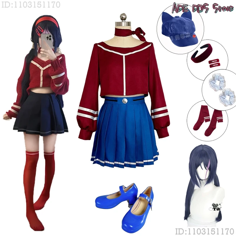MiSide Crazy Mita Cosplay Game przebranie na karnawał peruka RolePlay kobiety podstawowy strój Yandere Halloween przerażające Mita ubrania imprezowe