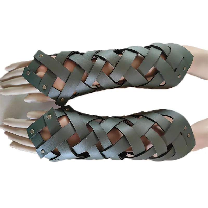 Medieval Elf Bracer Elven Scout Arm Cuff Armor Leather Gauntlet LARP Dark Knight Archer Wrist Protection Kit For Cosplay Costume