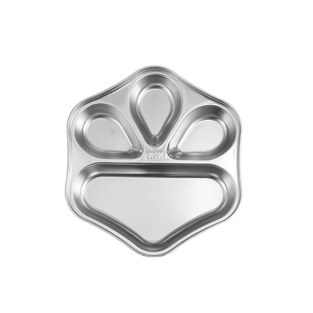 

Durable Stainless Steel Children's Dinner Plate Divided Cartoon Pattern Fruit Plate Drop-proof Snack Tray Lunch