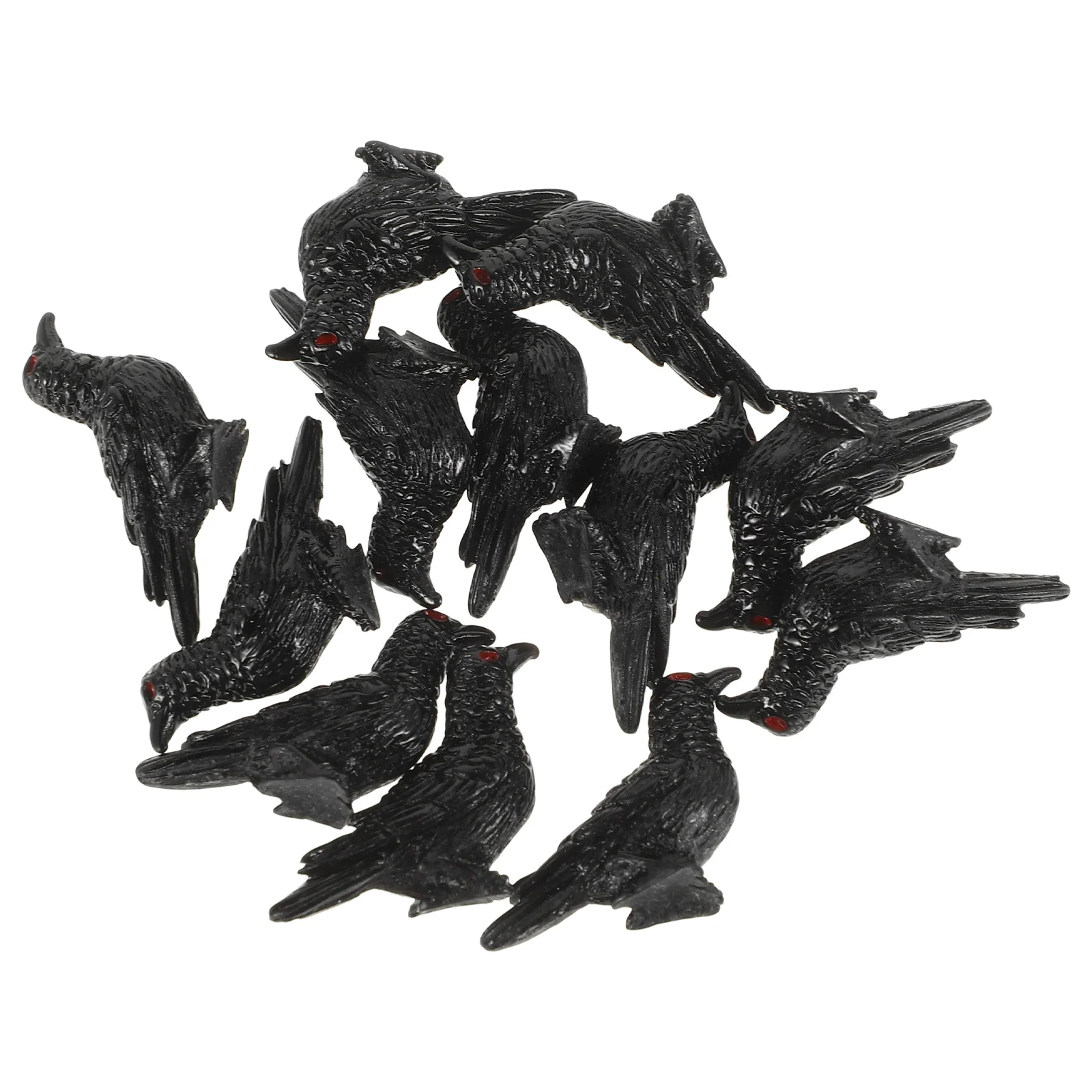

12pcs Mini Crow Halloween Decor Resin Bird Statuette For Sand Table Ornament Desktop Miniature Garden Decoration