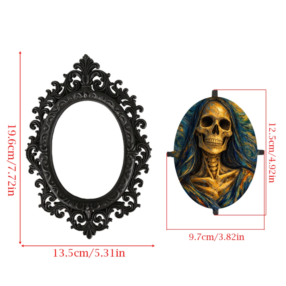 Black Plastic Gothic Picture Frame, Surreal Skeleton Art Print Photo Frame, Wall Hanging Decor for Bedroom Living Room Home