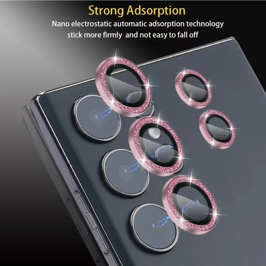 Glitter Camera Lens Protector Glass For Samsung S24 25Ultra Full Cover Lens Metal Protector Ring For Galaxy S24 Plus Camera Film