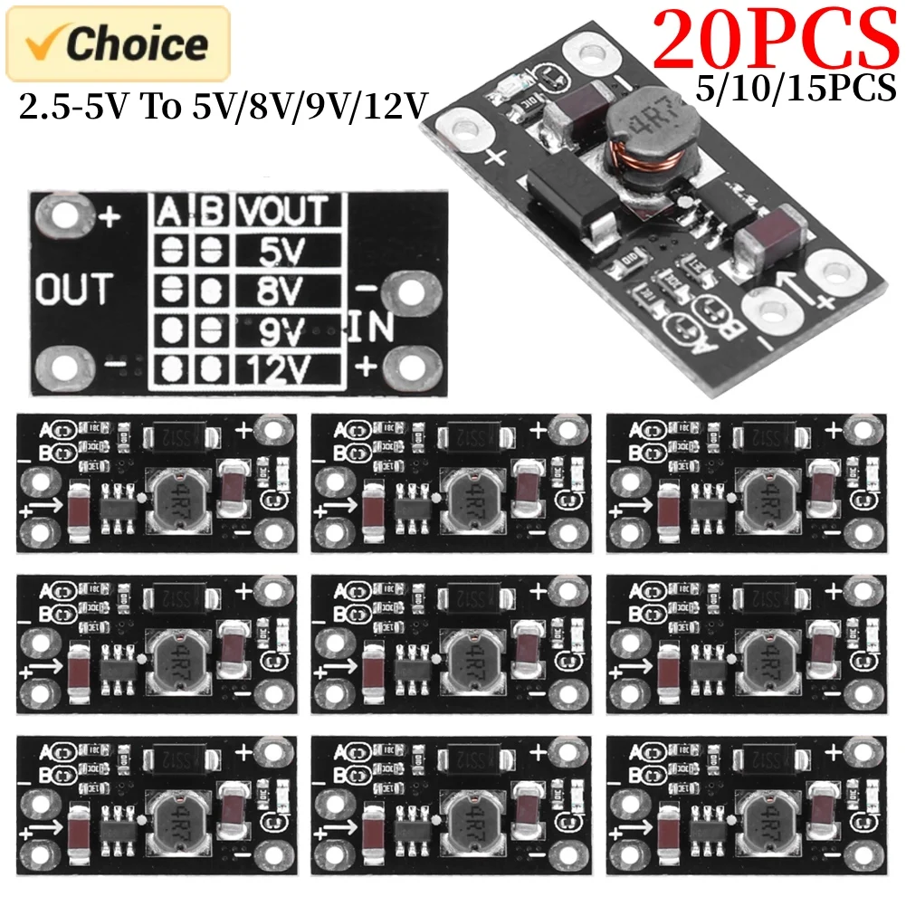 5-20pcs 3.7V To 12V Mini DC Boost Converter Board Output 5V/8V/9V/12V DC Step Up Module Lith-Battery Boost Voltage Boost Module