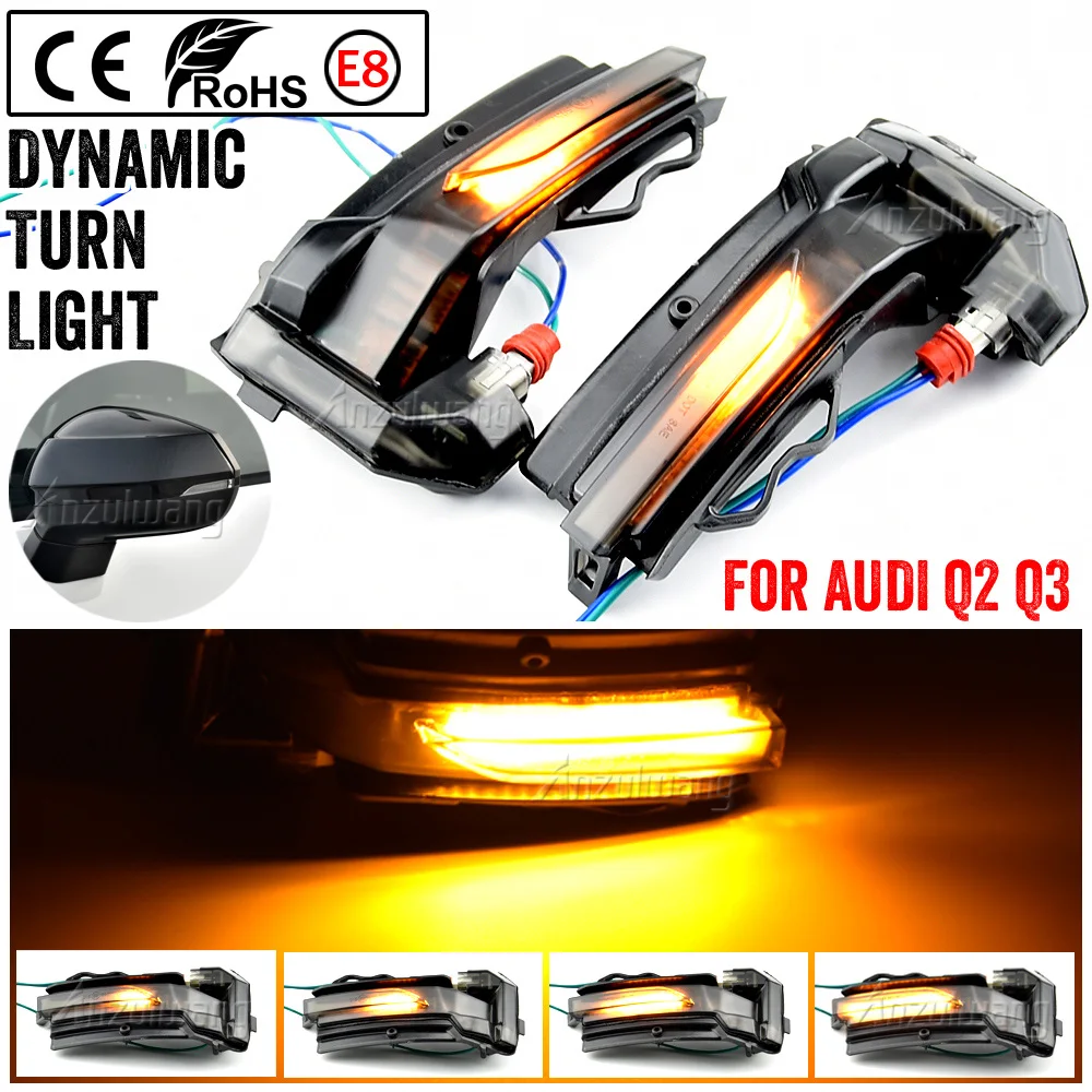 

Fit for Audi Q2 GA Model 16-19 2x LED Dynamic Turn Signal Light Side Rear View Mirror Blinker Arrow Sequential Flasher Repeater