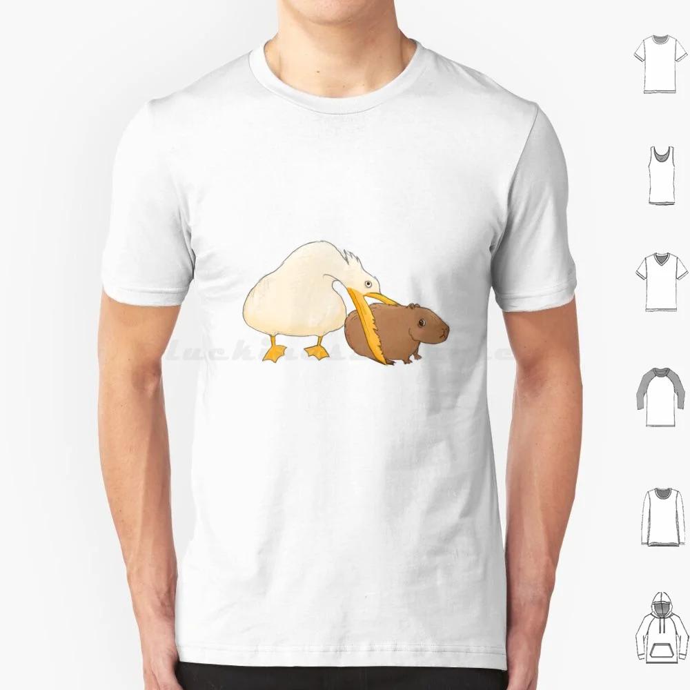 Capivara ser comer vivo por pelicano t camisa 6xl algodão legal t capivara animal bonito pelicano ok i up meme animais de estimação natureza roedor
