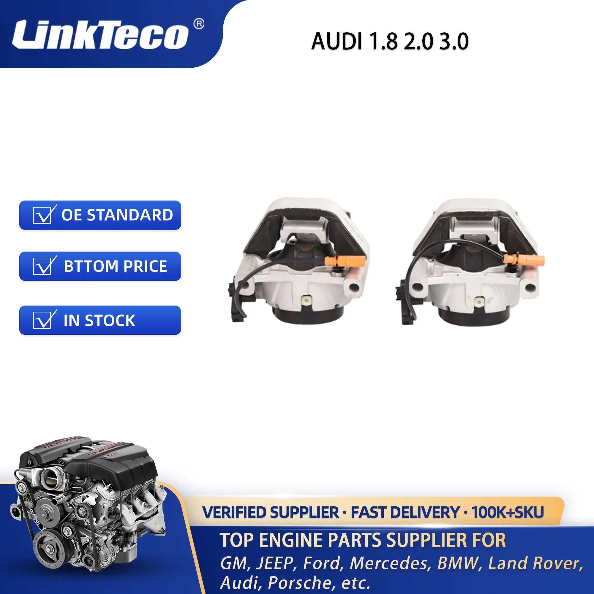 Engine part left right trans motor mount set fit 1.8 2.0 3.0 T L L4 L6 Gas For 12-18 AUDI A6 C7 A7 A8 4G0199381NT 4G0199381KT