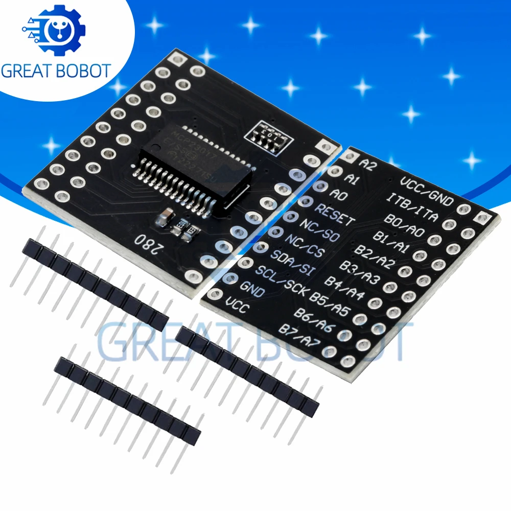 MCP23017 Serial Interface Module IIC I2C SPI MCP23S17 Bidirectional 16-Bit I/O Expander Pins 10Mhz Serial Interface Module
