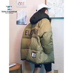 Winter Down Jacket, European Street Fashion Brand, Letter Couple Loose Plus Size Duck Down Bread Jacket, 2024 New Model