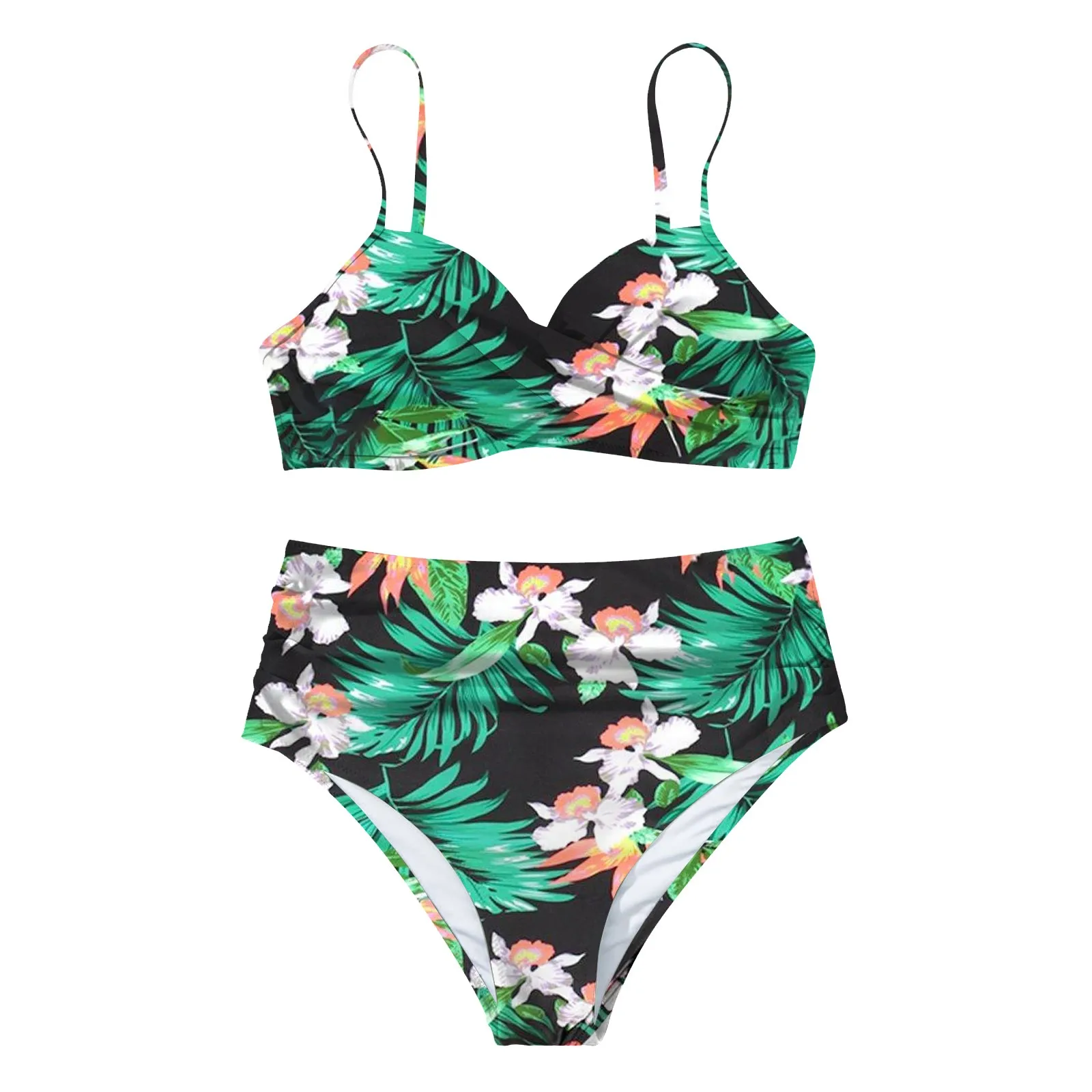 Bikini 2024 Women Two Piece Swimsuit Y2k Flower Print Sling Tankinis Bathing Suits Summer Hawaiian Seaside Beach Swimwear