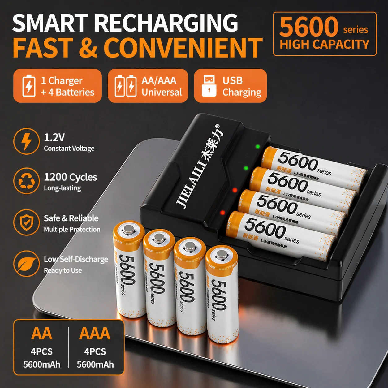 

1.2V Ni-MH AA AAA Rechargeable Battery Set High Capacity Low Self-Discharge Battery For Electric Toy Microphone