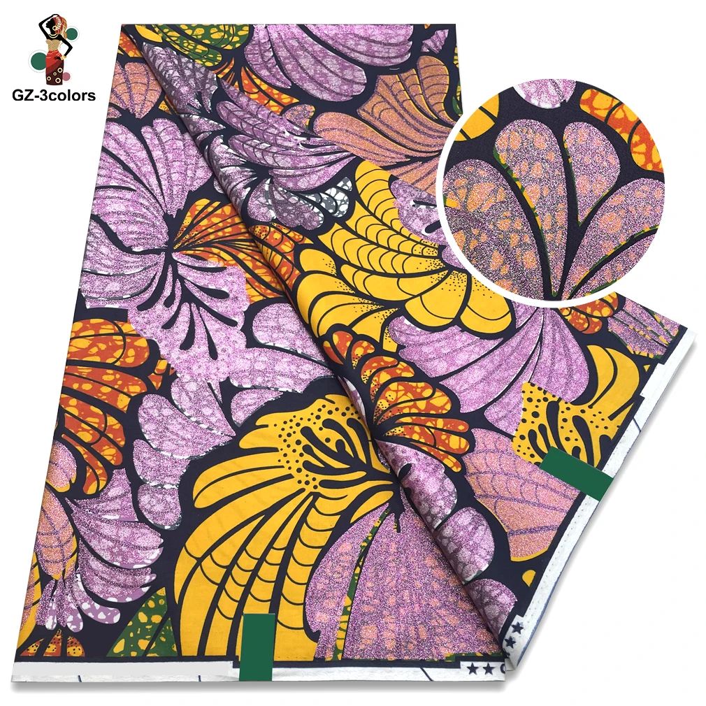 Hoge kwaliteit zachte Pagne 100% katoen gouden print stof Afrikaanse echte was stof Nigeria Ankara Grand SUP stof