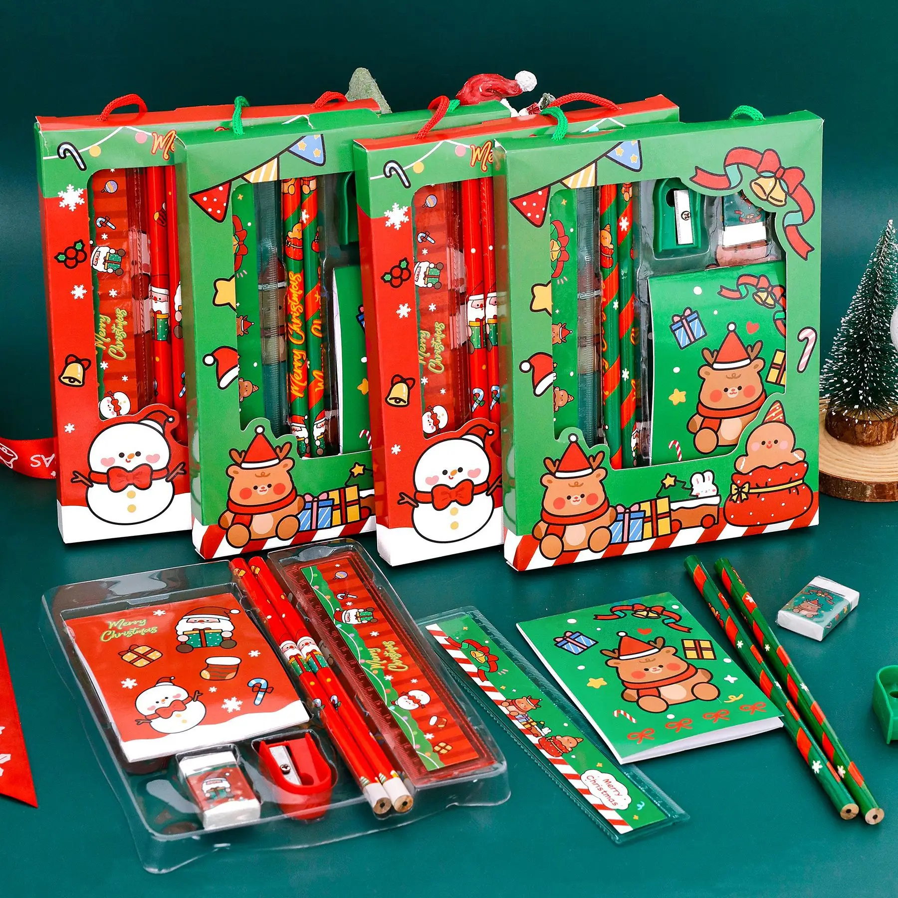 Christmas Stationery Stationery Set Xmas Gifts Pencils Ruler Eraser Notebook Kids Birthday Gift Classroom Rewards School Supplie