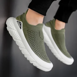 Fashion Knit Men's Casual Shoes Lightweight Platform Sneakers Breathable Socks Non Slip Running Shoes Lazy Shoes Tennis Shoes