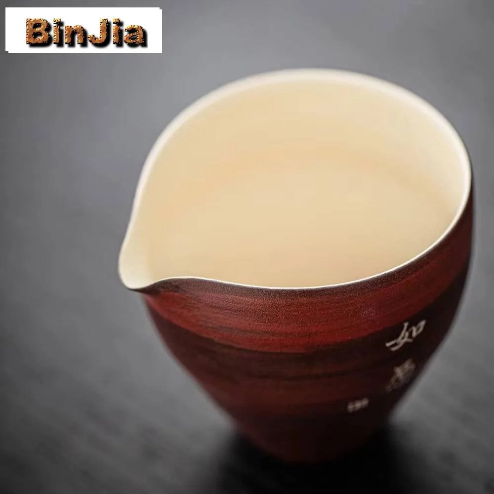 150 مللي الزعرور الأحمر الوردي يين معرض كوب اليابانية النقية الفضة مكتوبة بخط اليد العدالة إبريق الشاي تشا هاي عناصر المعدات الهدايا