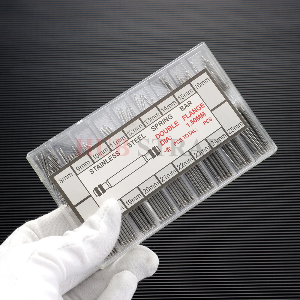 270/360 قطعة الفولاذ المقاوم للصدأ 8-25 مللي متر ساعة الربيع بار حزام ساعة اليد 1.5/1.8 مللي متر قطر حزام (استيك) ساعة ربط دبوس أدوات إصلاح اكسسوارات