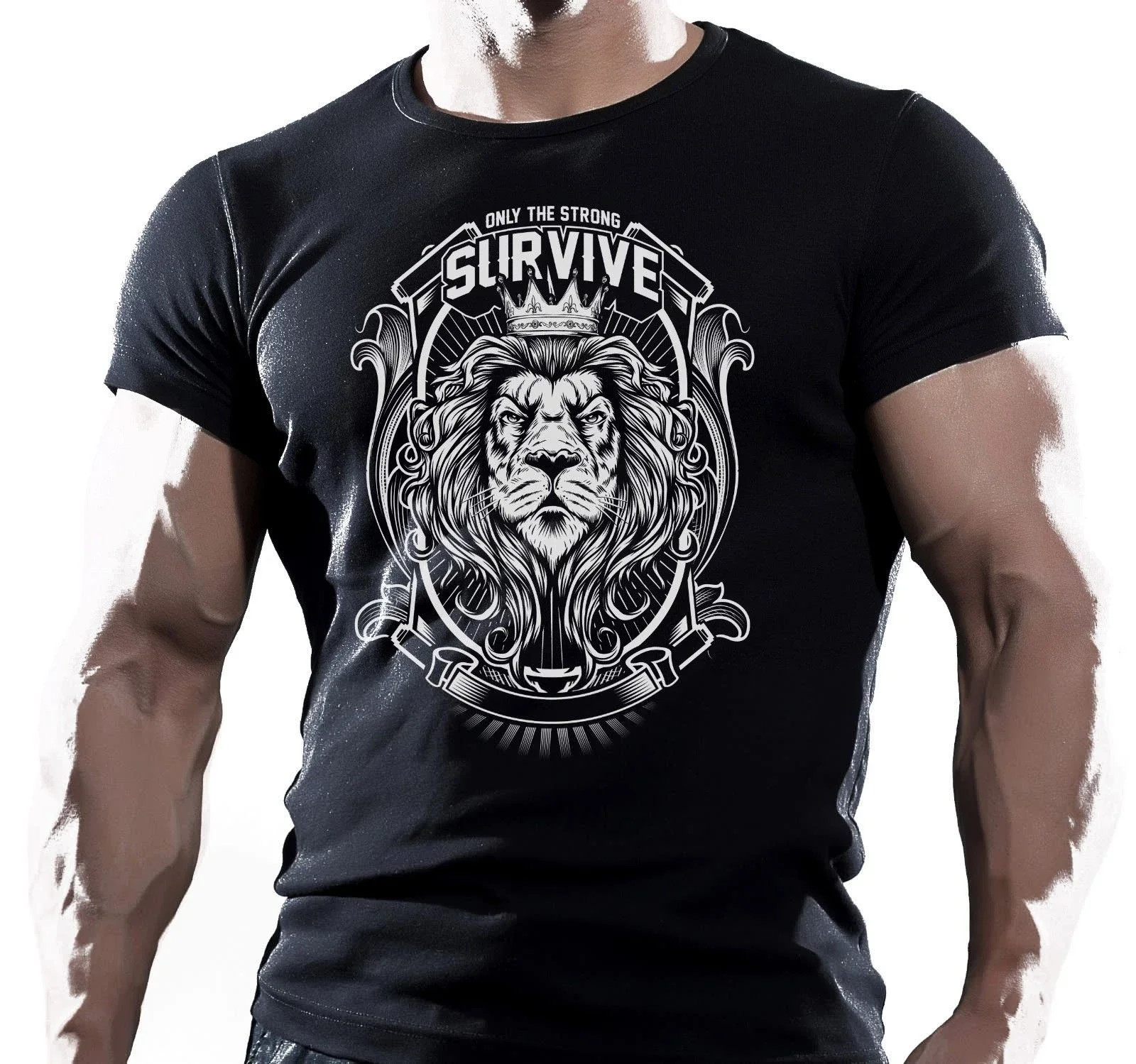 

Only Strong Lion. Bodybuilding Workout MMA Training T-Shirt. Summer Cotton Short Sleeve O-Neck Mens T Shirt New S-3XL
