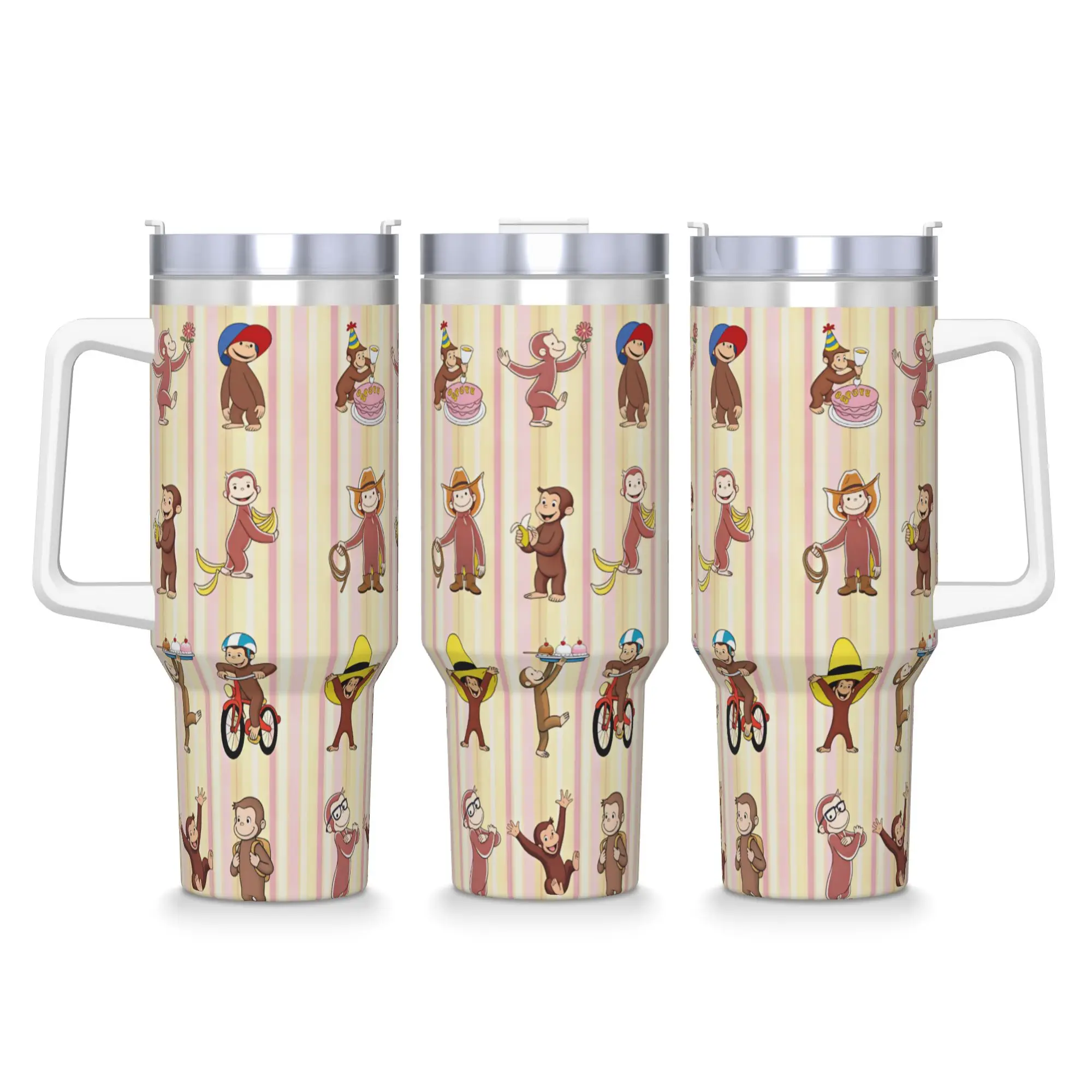 Stainless Steel Tumbler Curious George Variety Character Thermal Mug  Portable Hot Drinks Mugs Cup Camping Custom Water Bottle