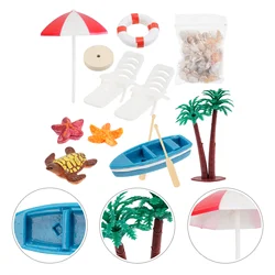 1 set Beach Miniature Chair Accessories Cake Decorations Mini Garden Fairy Umbrella Ornaments Landscape Toppers Ocean