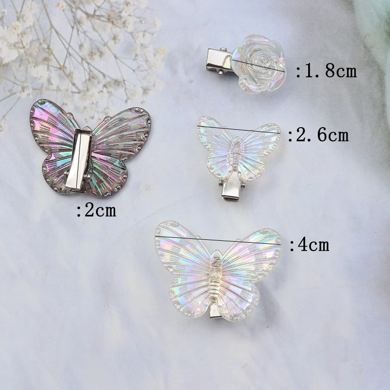 10Pcs Fashion Transparent Rose Butterfly Hair Clip Women Hairpin Barrettes Headband Hairclips For Kids Girls Hair Accessories