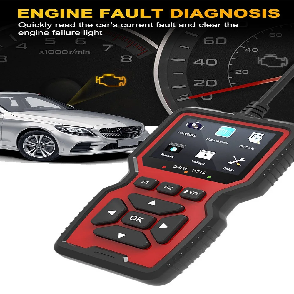 OBD2 Auto engine fault diagnosis instrument detector reading card V519 multi-language 