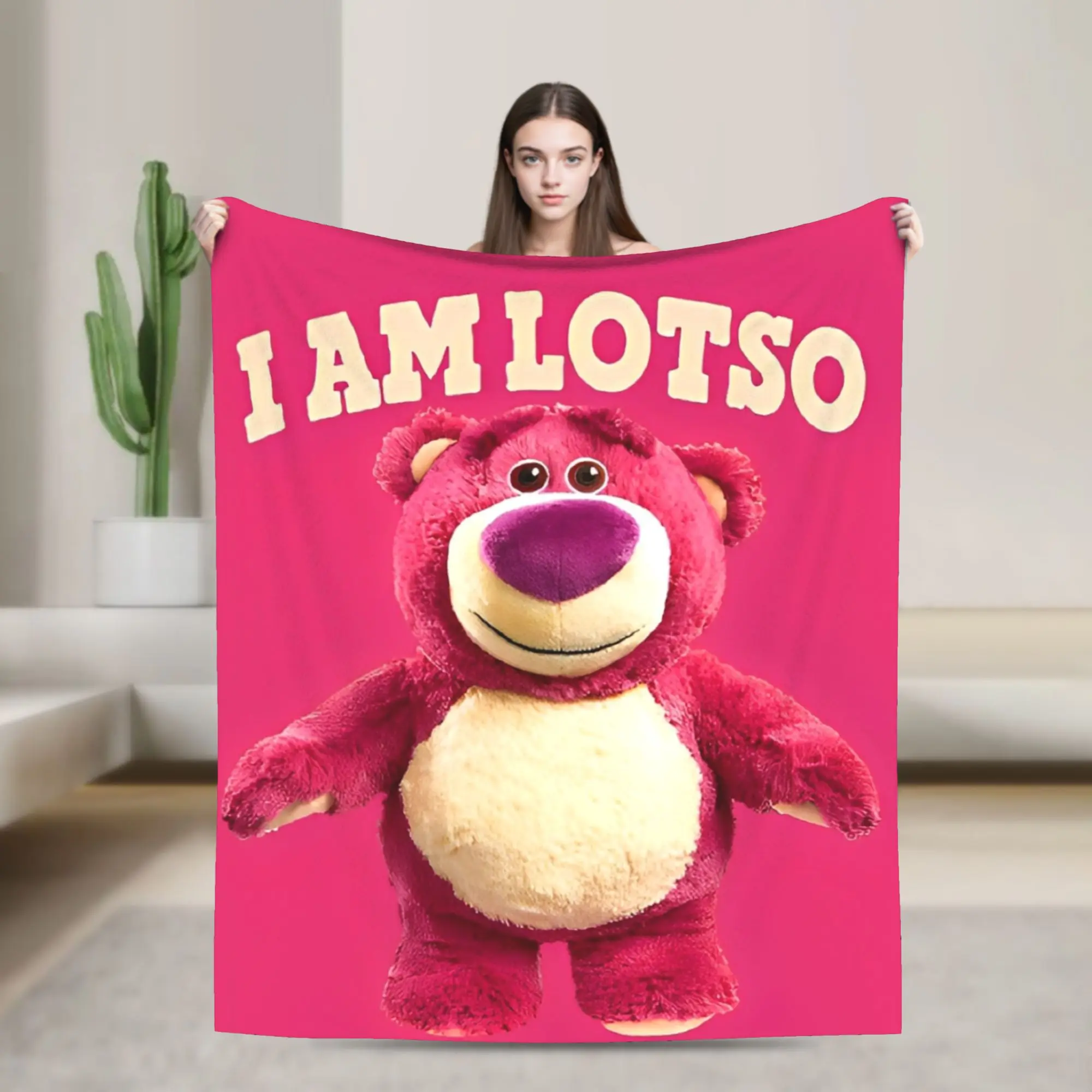 Lotso Cartoon  Blanket  Soft Warm Aesthetic Plush Bedding Throws For Bedroom Picnic Flannel Bedspread Bed Cover