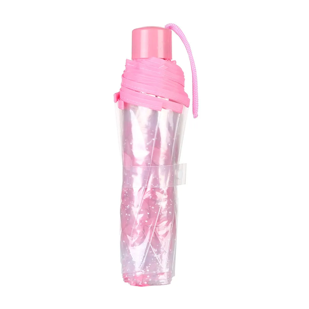 Manual Women\'s Transparent Clear Flowers Umbrella Anti-UV Sun Umbrella Cherry Blossom 3 Folding Umbrellas Rain Gear Parasol