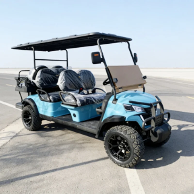 

Лидер продаж 2025 года, внедорожная клубная автомобильная охотничья тележка, электрическая тележка для гольфа с литиевой батареей, складное заднее сиденье + встроенный ящик для хранения