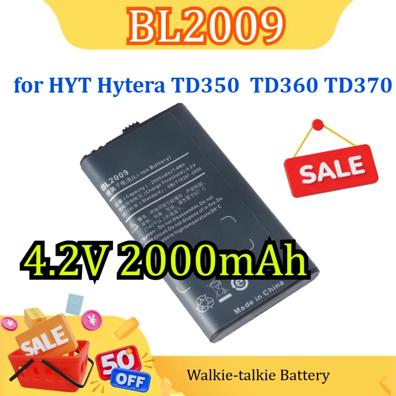 

New 4.2V 2000mAh for HYT Hytera BL2009 TD350 TD360 TD370 Walkie-talkie Battery