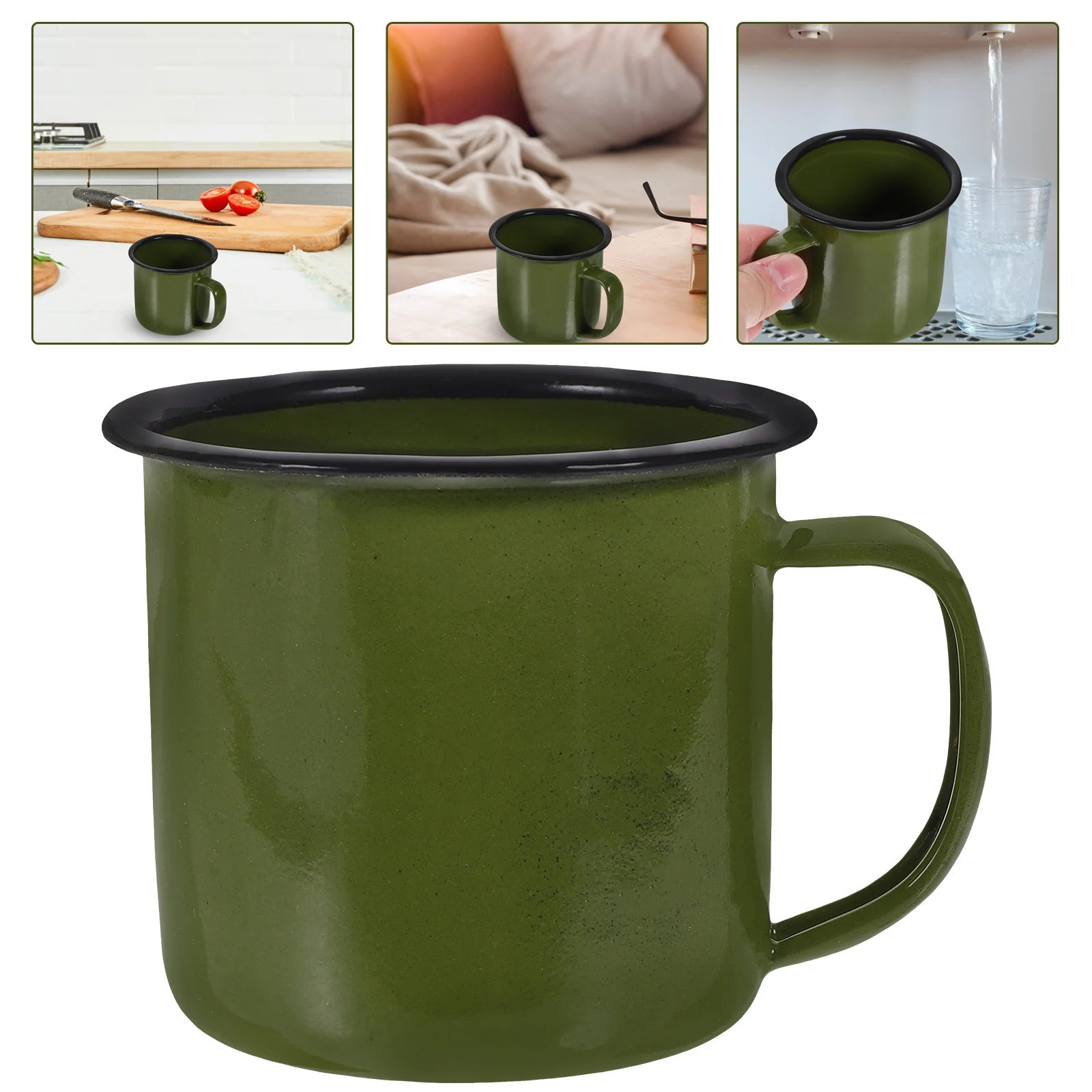 

Vintage Iron Wine Mug Enamel Camping Cup Tea Glass with Handle Retro Style Drinking Bottle for Home Restaurant Use