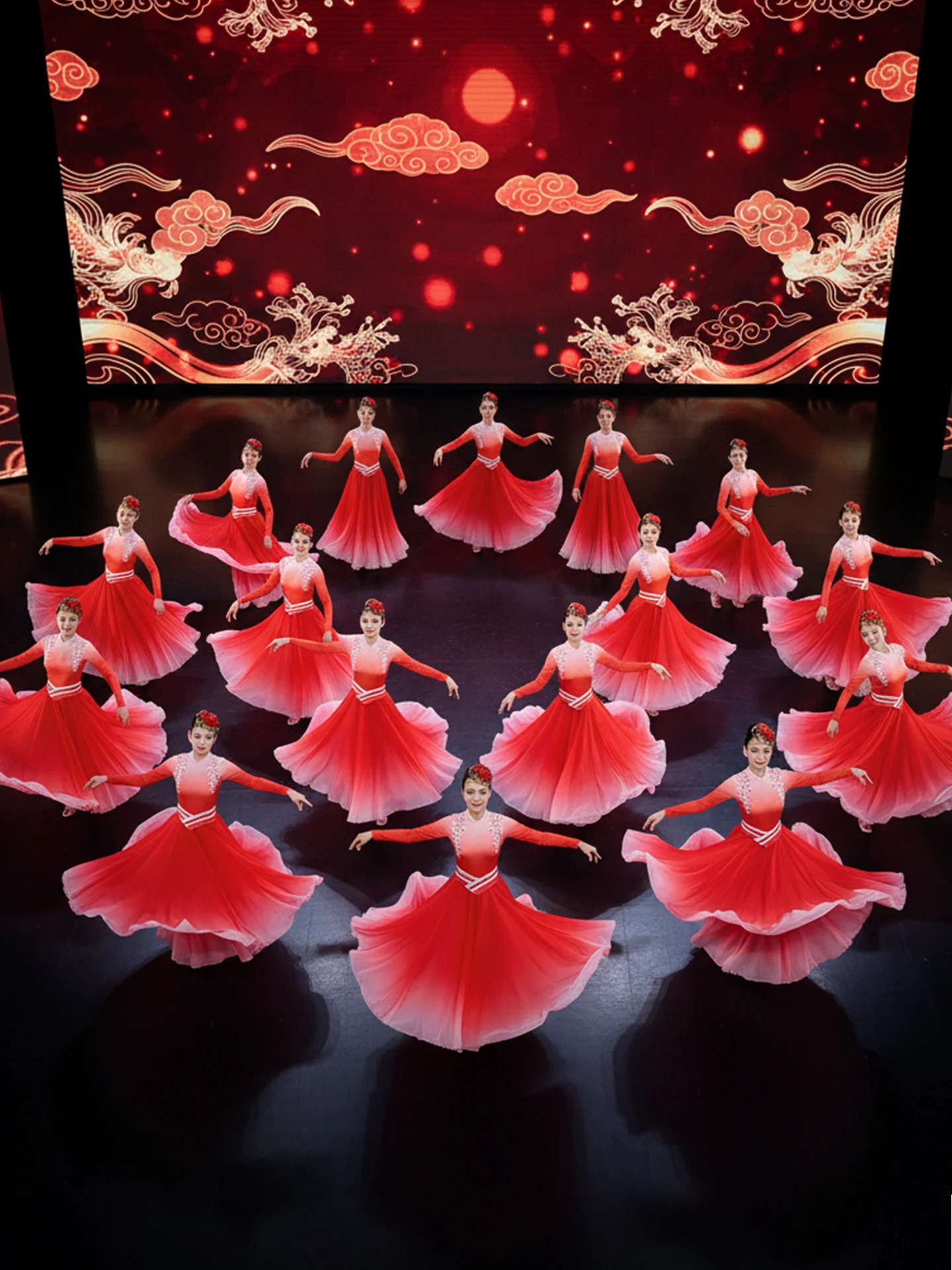 

Red Festival Opening Dance Big Skirt Stage Performance Costume Cheerful Lanterns Year Song Celebratory National Wear