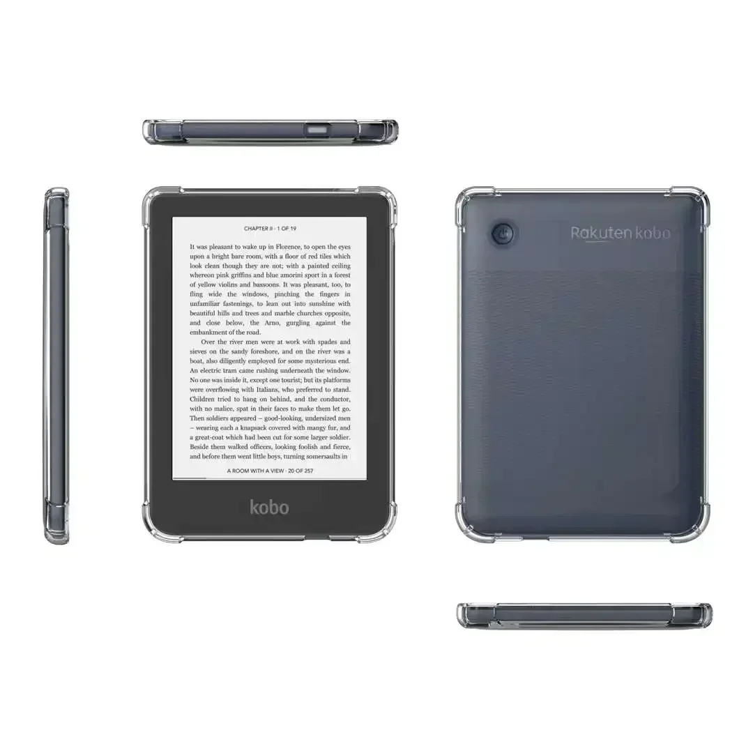 

2 PCS/LOT For Tolino Shine 4/ 5 / Color 6" eBook Clear TPU Back Cover Case with 4 Shockproof Airbags