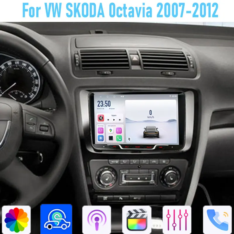 

9''For VW SKODA 0ctavia 2007-2012 64GB Car Radio Wireless Android 15 GPS Head Unit Carplay Intelligent System WIFI Google Map
