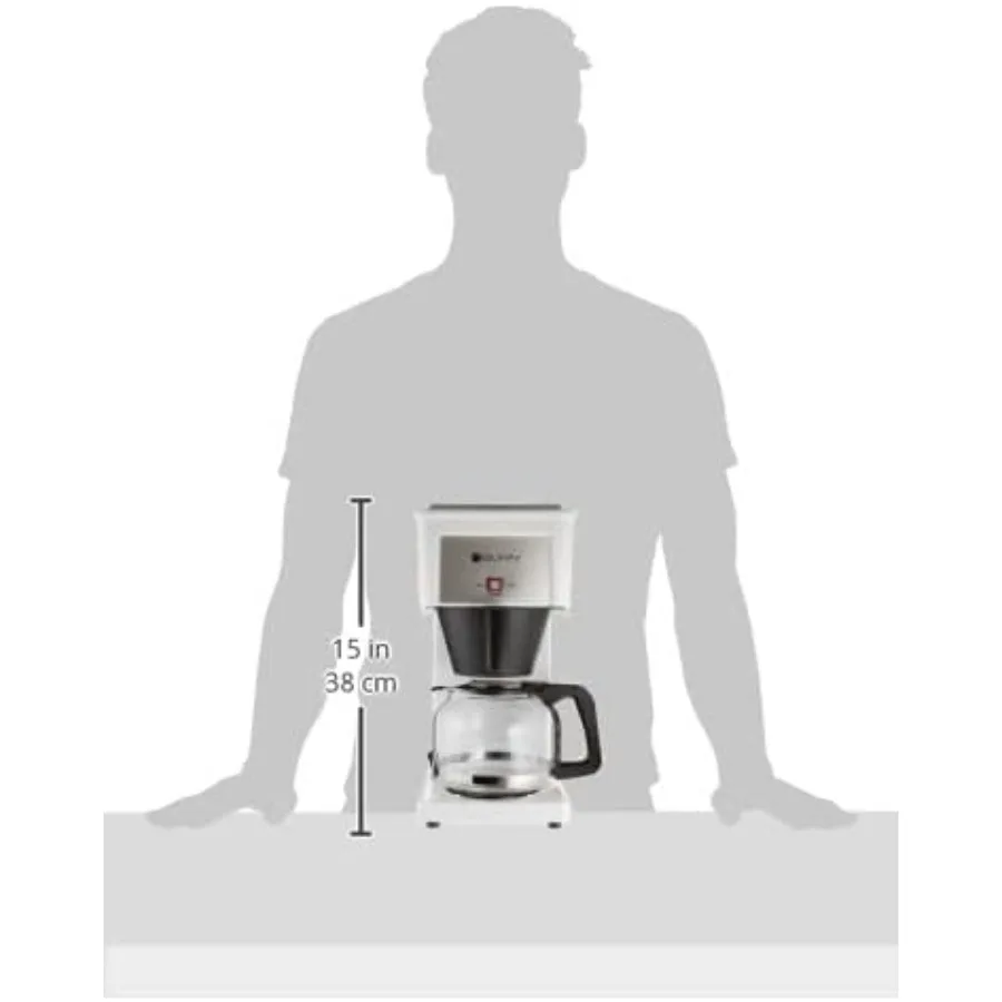 GRW Velocity Brew Cafetera casera de 10 tazas, color blanco, para uso diario en el hogar, tecnología de elaboración rápida con ajuste de resistencia ajustable