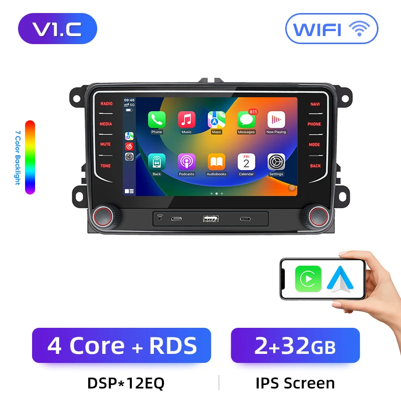 Junsun 7 "Draadloze Carplay Android Auto Radio voor VW Passat B6 B7 T5 Tiguan Touran GOLF 6 POLO Stereo GPS Multimedia Speler