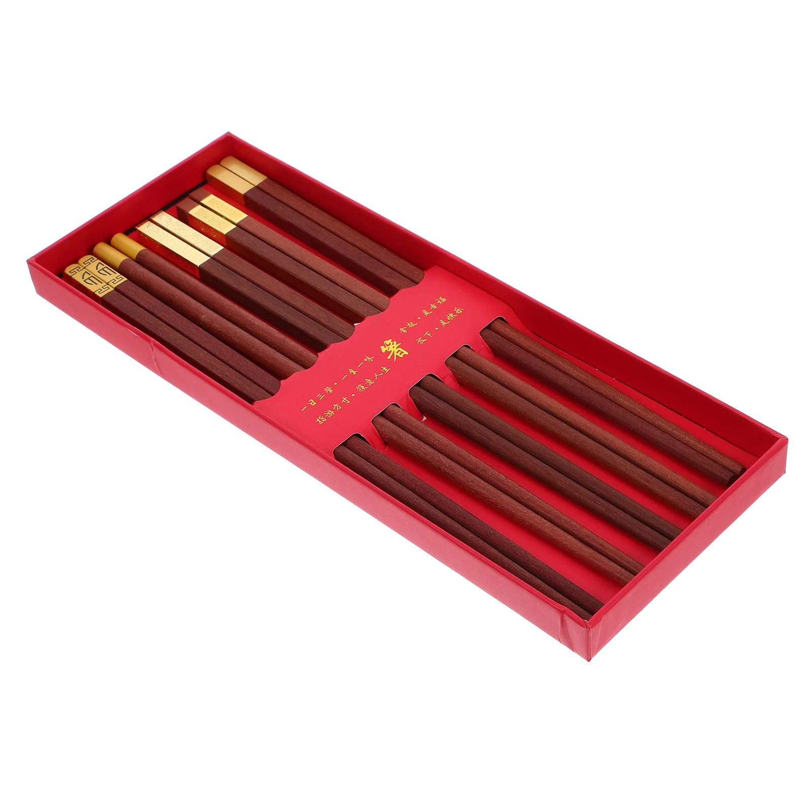 

5Pairs Red Sandalwood Chopsticks Hand-Carved Wood Chopsticks Chinese Dinner Utensils Household Restaurant Flatware Set