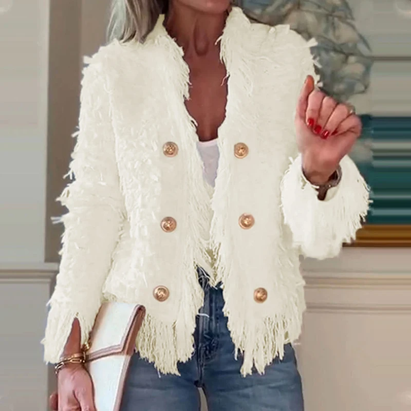 

Новая куртка с двойной пуговицей, женская осенняя однотонная куртка с круглым вырезом и длинными рукавами, короткие куртки для женщин, элегантный кардиган, дорожное пальто