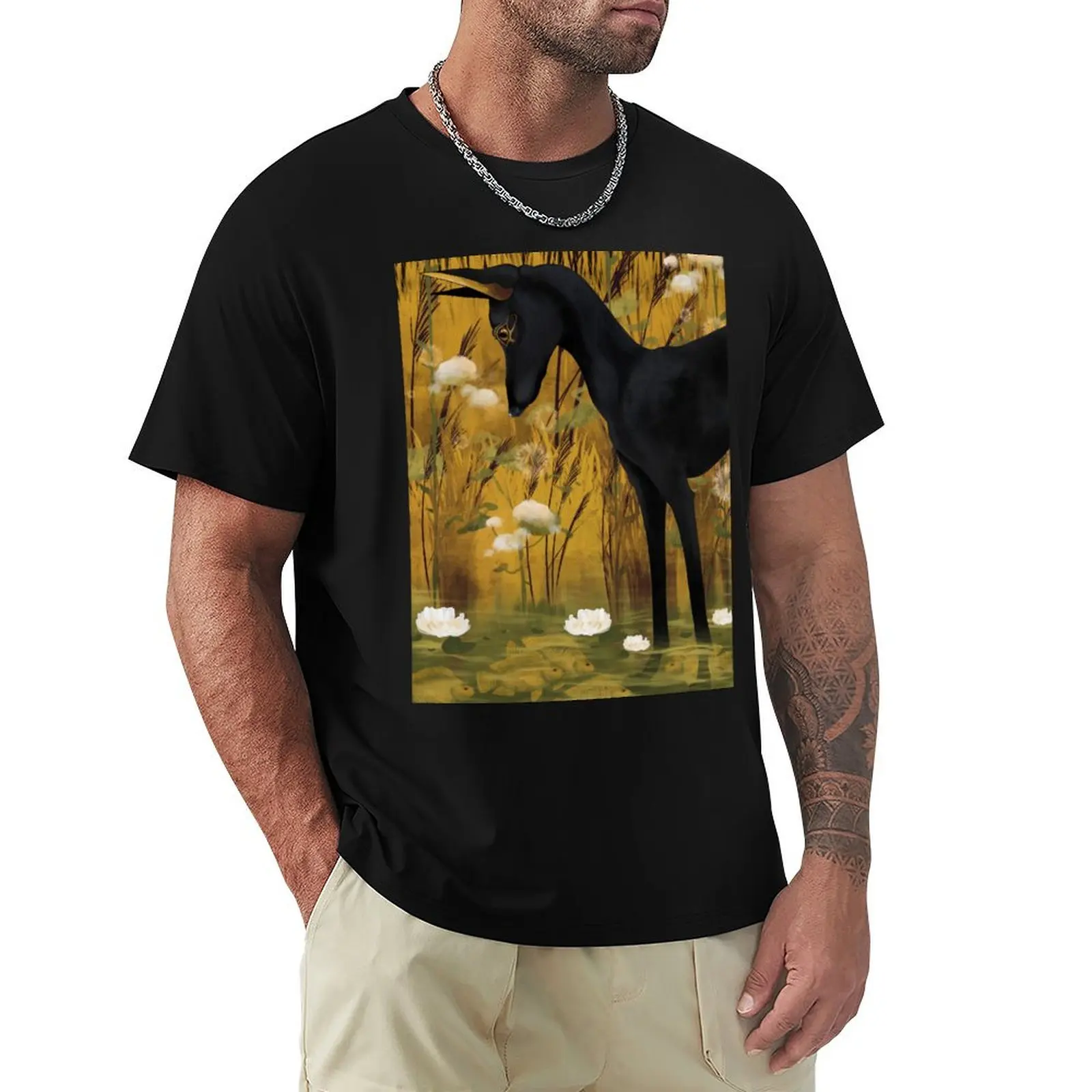 

Anubis in pond with tilapia T-Shirt animal prinfor boys funny gifts custom shirt men graphic t shirts