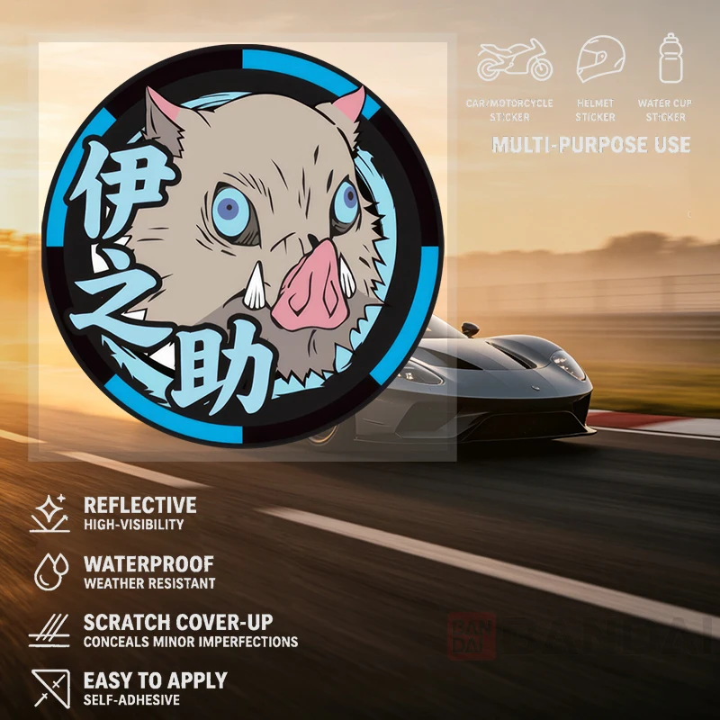 Car Stickers Anime Character Boar Head Vinyl Decal Waterproof Die Cut for Trunk Fuel Tank Gas Cap Laptop Dashboard Auto Decor