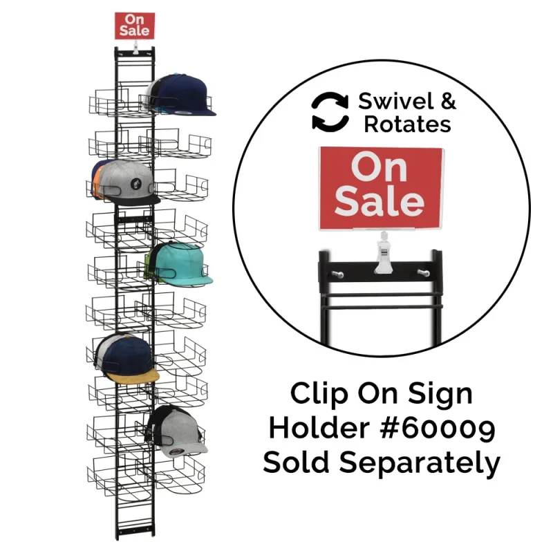 custom.Wall Mounted  288 Hats Baseball Caps Rack, Retail Display Stores, Metal Black