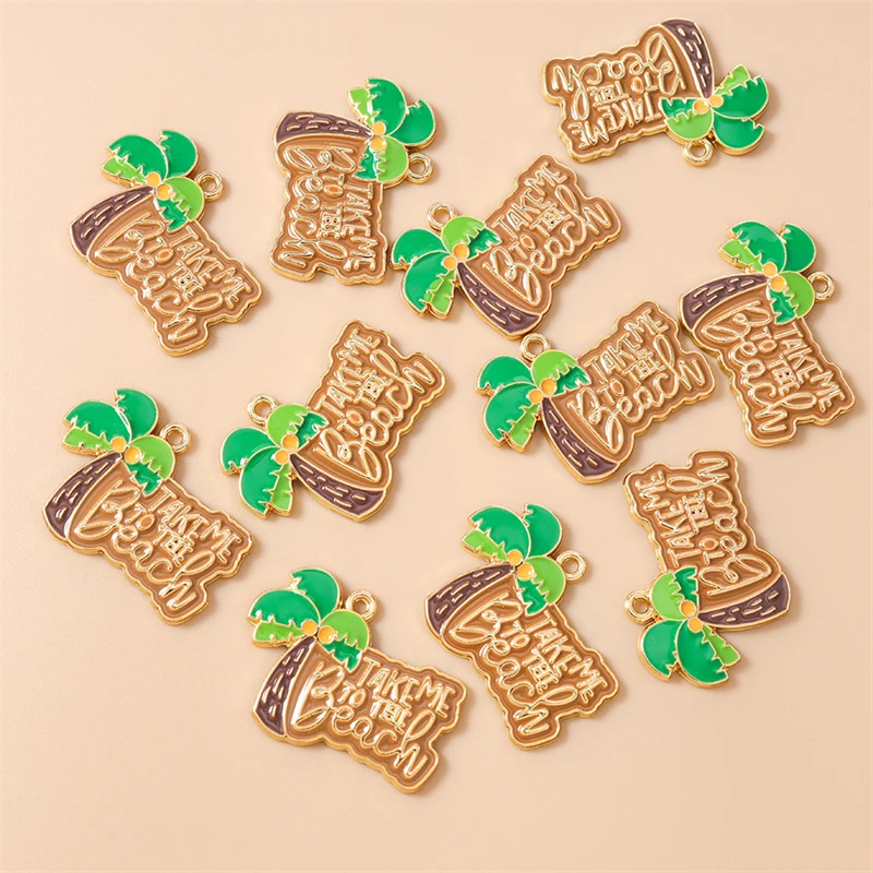 

20pcs 31x23mm Cute Enamel Coconut Tree Sign Charms Pendants for Making Necklaces Earrings Bracelets DIY Crafts Jewelry Findings