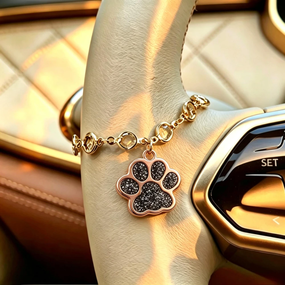 2/1 Piece with Random Color, Vintage Paw Print Ornament, Car Steering Wheel Decoration, Stylish Car Interior Accessory, Ideal Holiday Gift, Halloween and Christmas Present