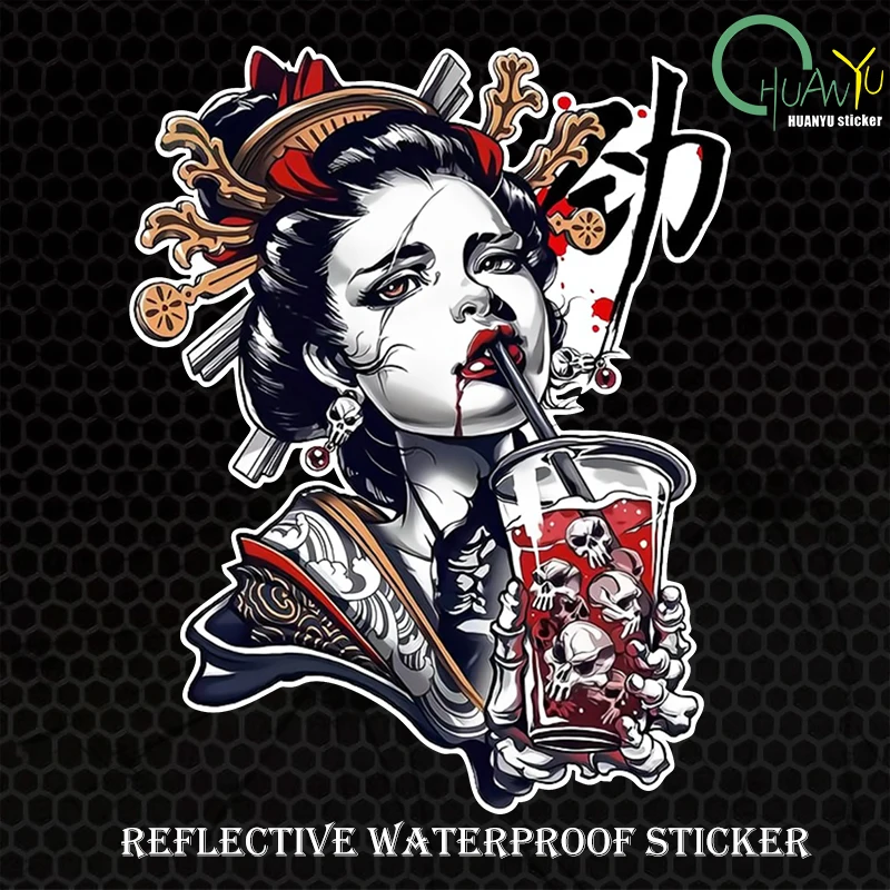 11.7X15CM for Japanese Geisha Car Stickers Caravan Funny Waterproof Decal Motorcycle Trunk Laptop Car Accessoires