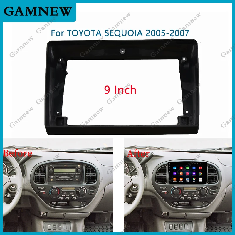 

9 Inch Car Fascia Radio Panel for Toyota Sequoia 2005-2007 Dash Kit Install Plate Facia Console Bezel GPS Adapter MP5 Cover Trim