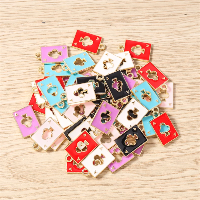 10 Stück 11 x 18 mm niedliche Emaille-Hohl-Poker-Karten-Charms-Anhänger für Schmuckherstellung, Halsketten, Ohrringe, Armbänder, DIY-Bastelbedarf – Detail 12