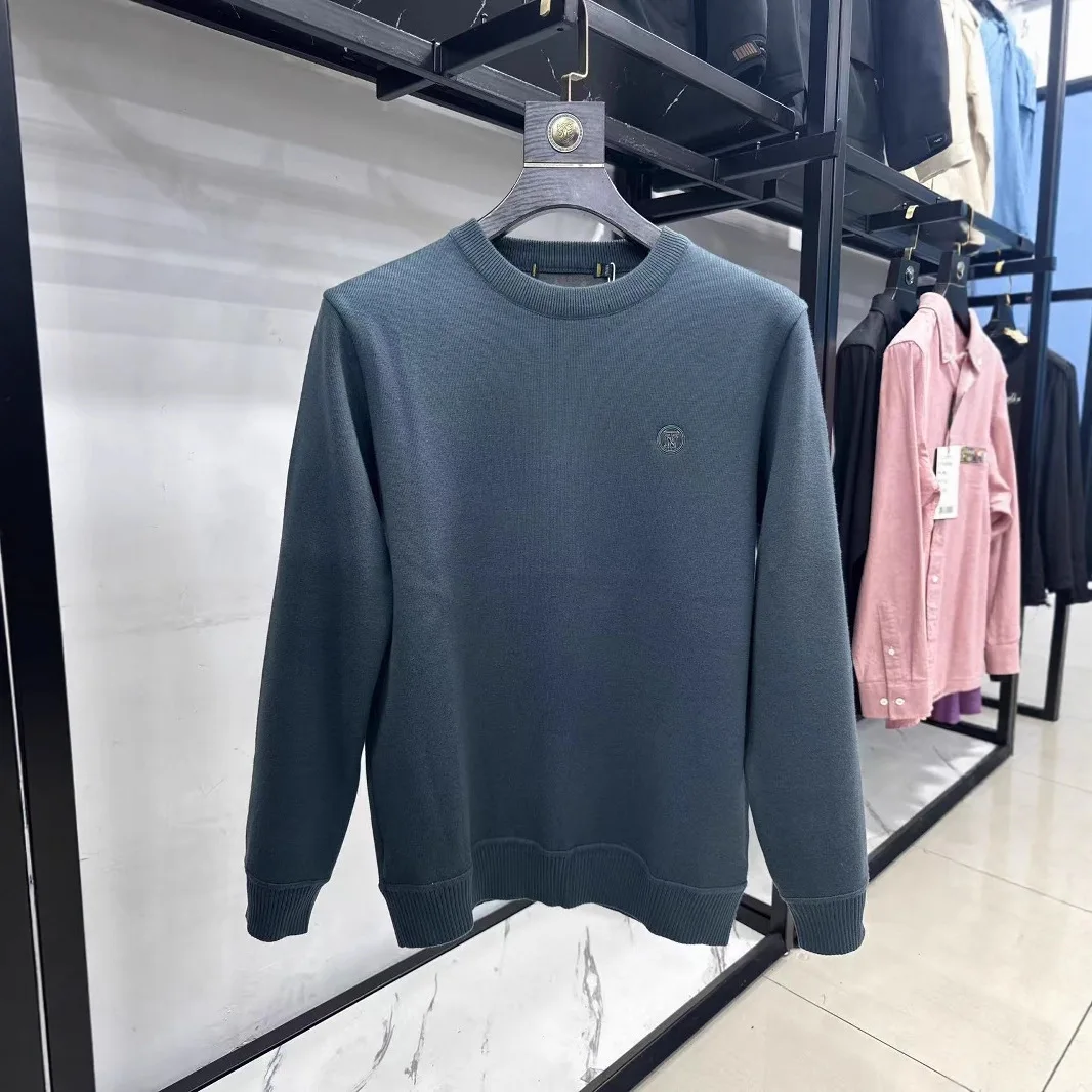 

Thiened Fce Long Sve Knitted round Ne Winter Sweater Embroidered Print Men's Casual Wear Comfortable Warm Knitwear