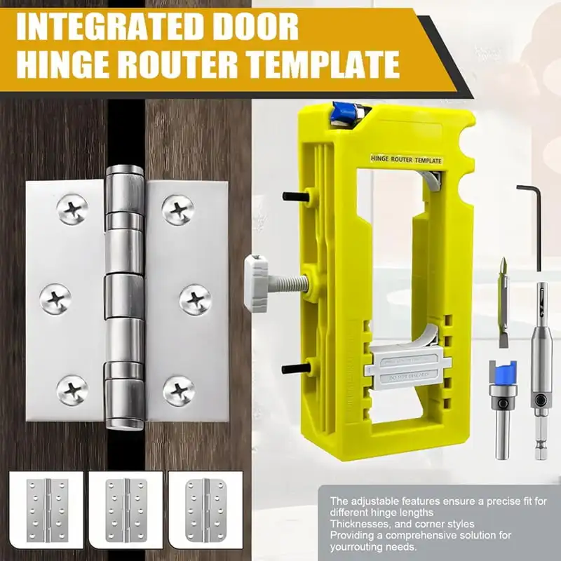 Adjustable Door Hinge Jig 4 Colors Router Template Hinge Mortiser Installation Tool for 3-5 Inch Wooden Door Hinges